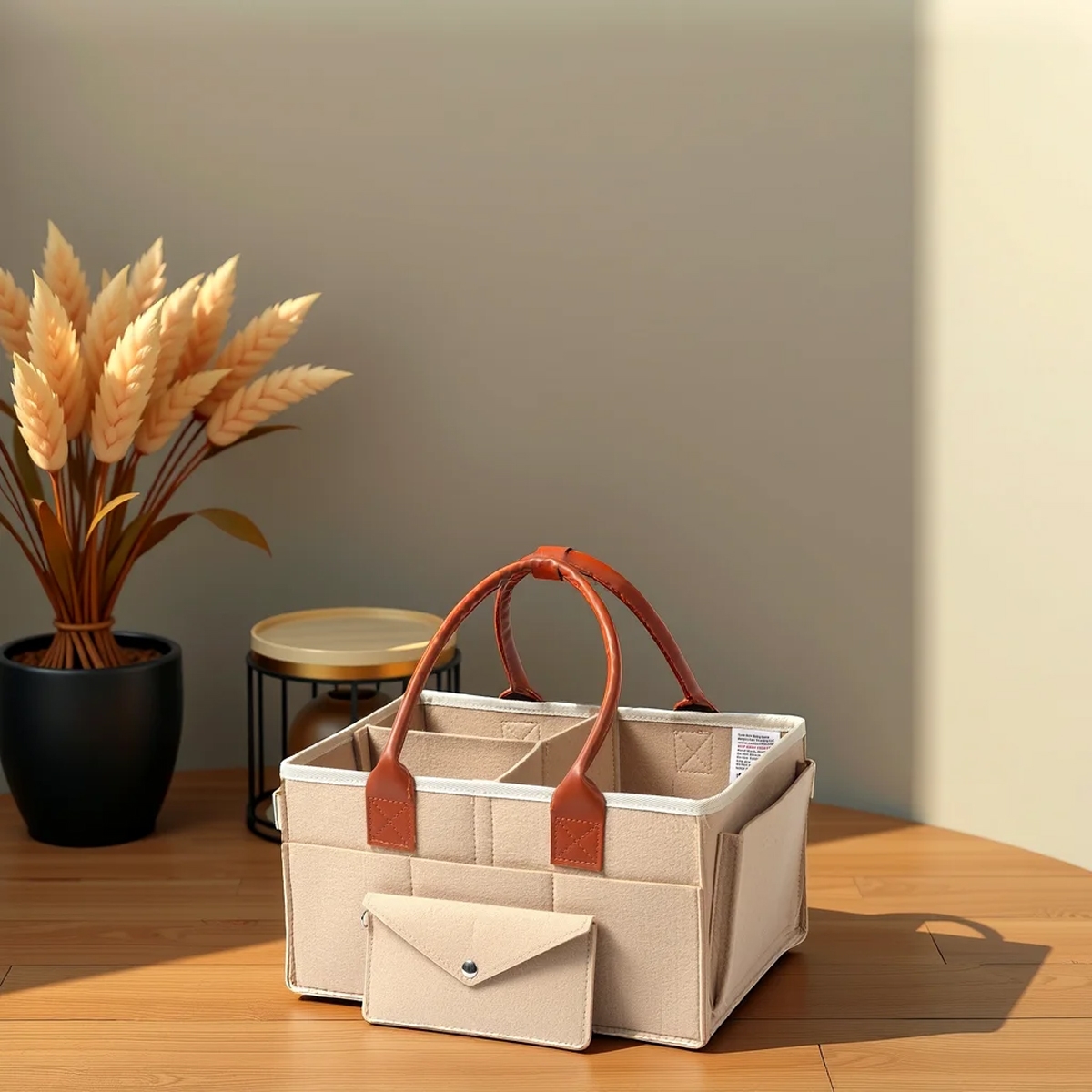 ليتل ستوري منظم حفاضات عاجي متوسط الحجم مع حقيبة سفر للرضع