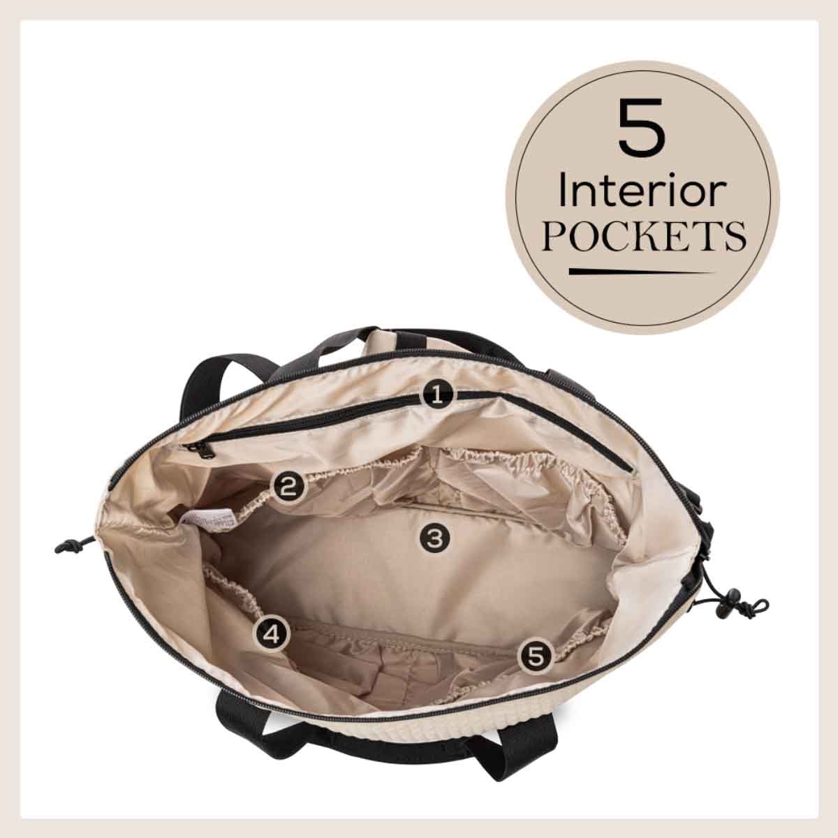 Little Story Beige Mommy Diaper Bag with Changing Mat