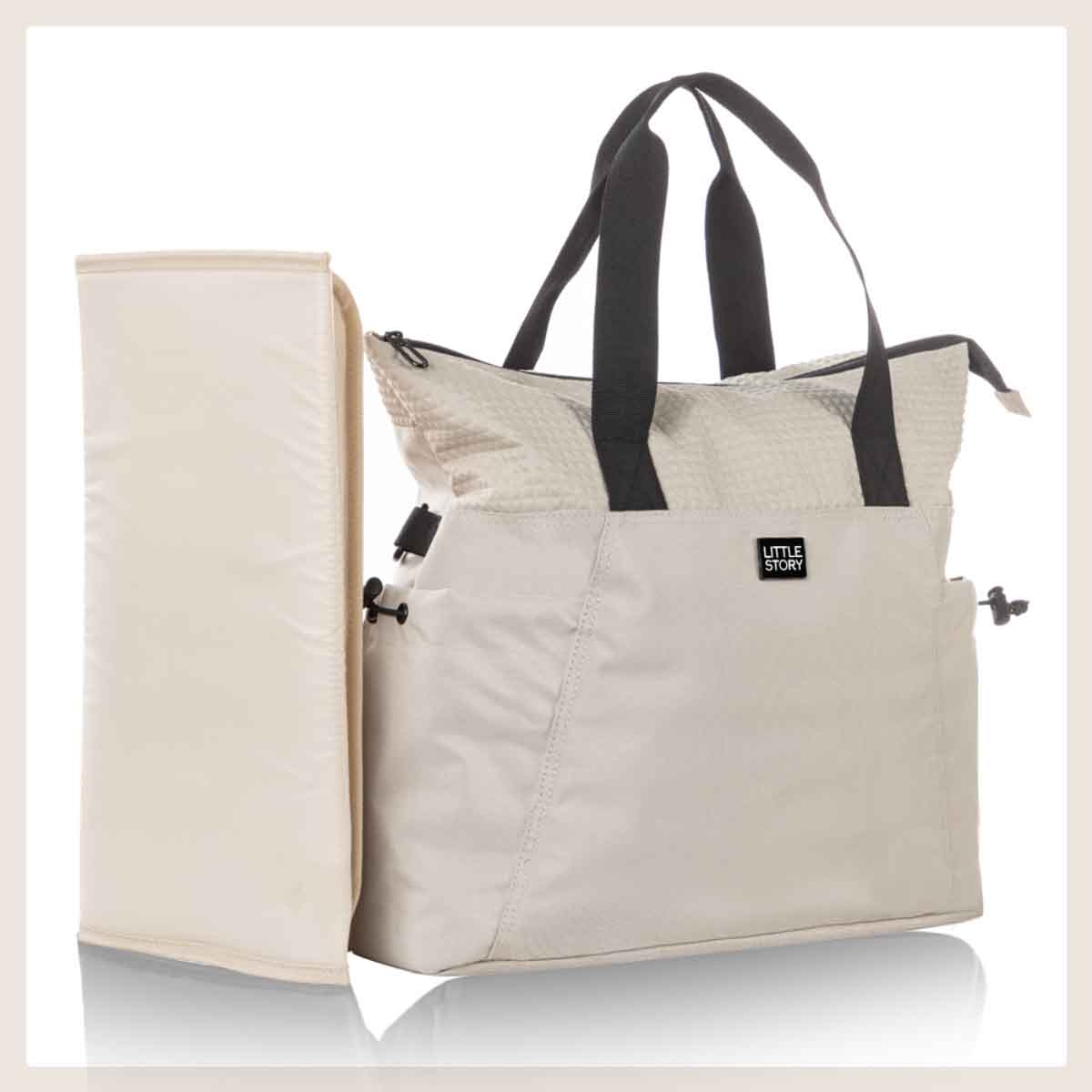 Little Story Beige Mommy Diaper Bag with Changing Mat