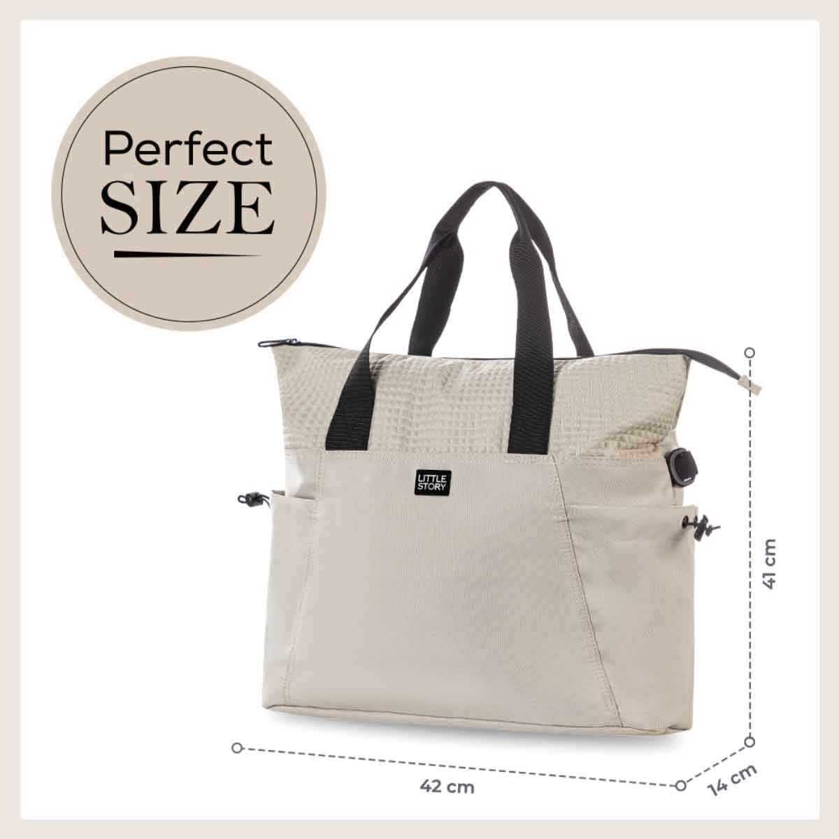 Little Story Beige Mommy Diaper Bag with Changing Mat