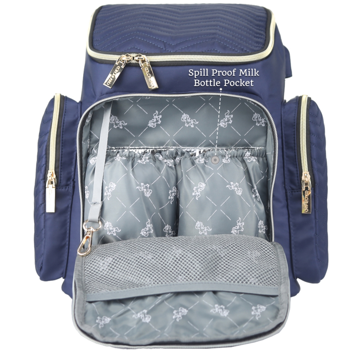 Little Story Navy Blue Georgia Diaper Bag with Changing Pad & Stroller Hooks Toddler