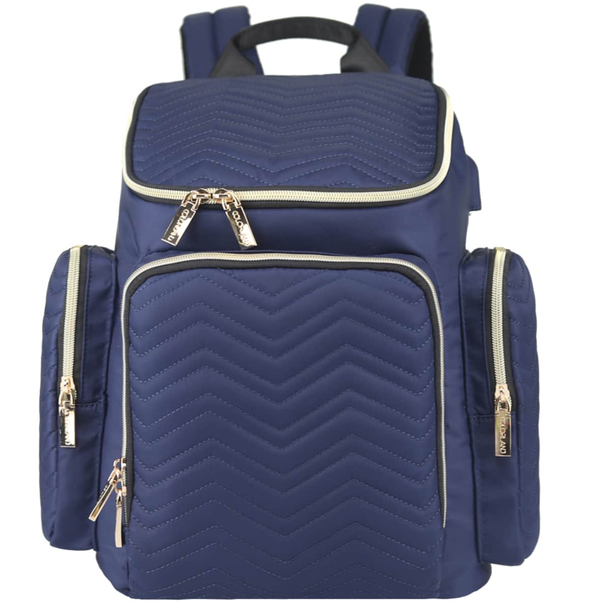 Little Story Navy Blue Georgia Diaper Bag with Changing Pad & Stroller Hooks Toddler