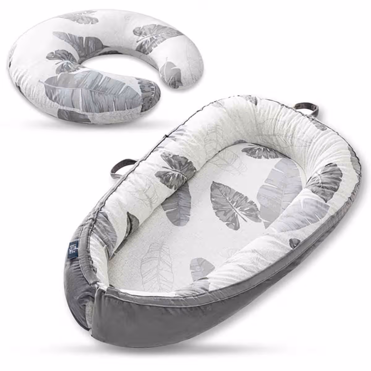 Little Story Leaves Newborn Lounger Bed with Feeding Pillow