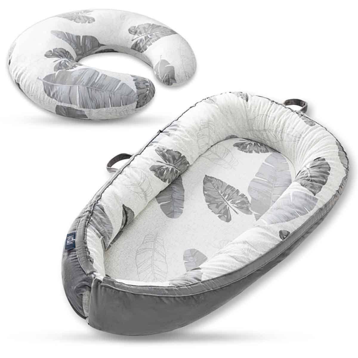 Little Story Leaves Newborn Lounger Bed with Feeding Pillow