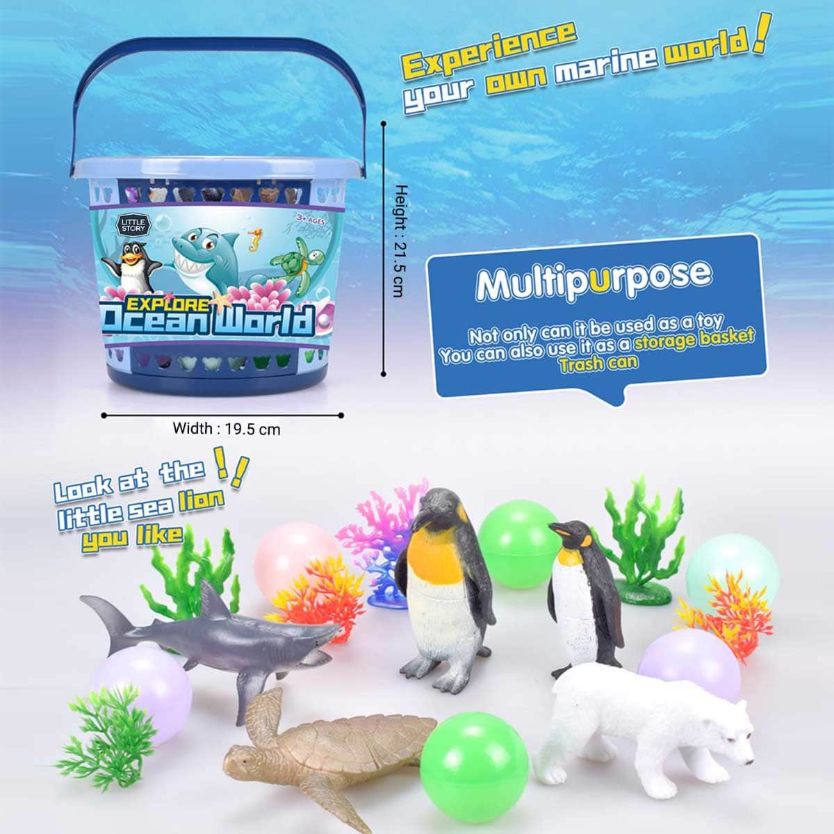 Little Story Ocean World Bucket Playset Unisex, 3-4 Years
