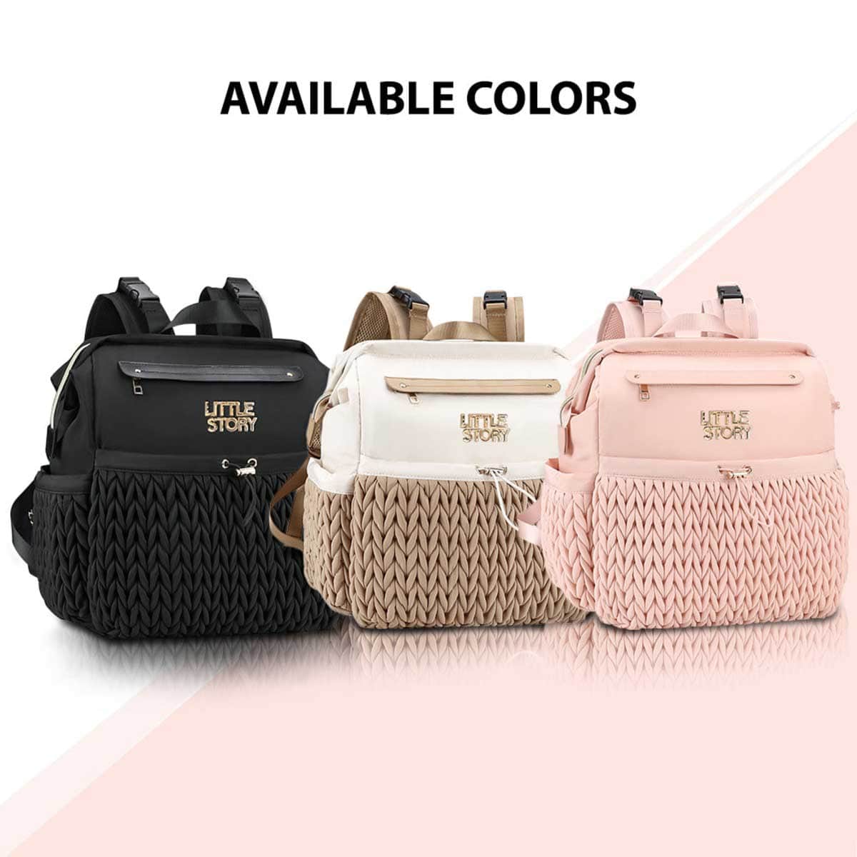 Little Story Pink Diaper Backpack with Changing Pad & Laptop Sleeve