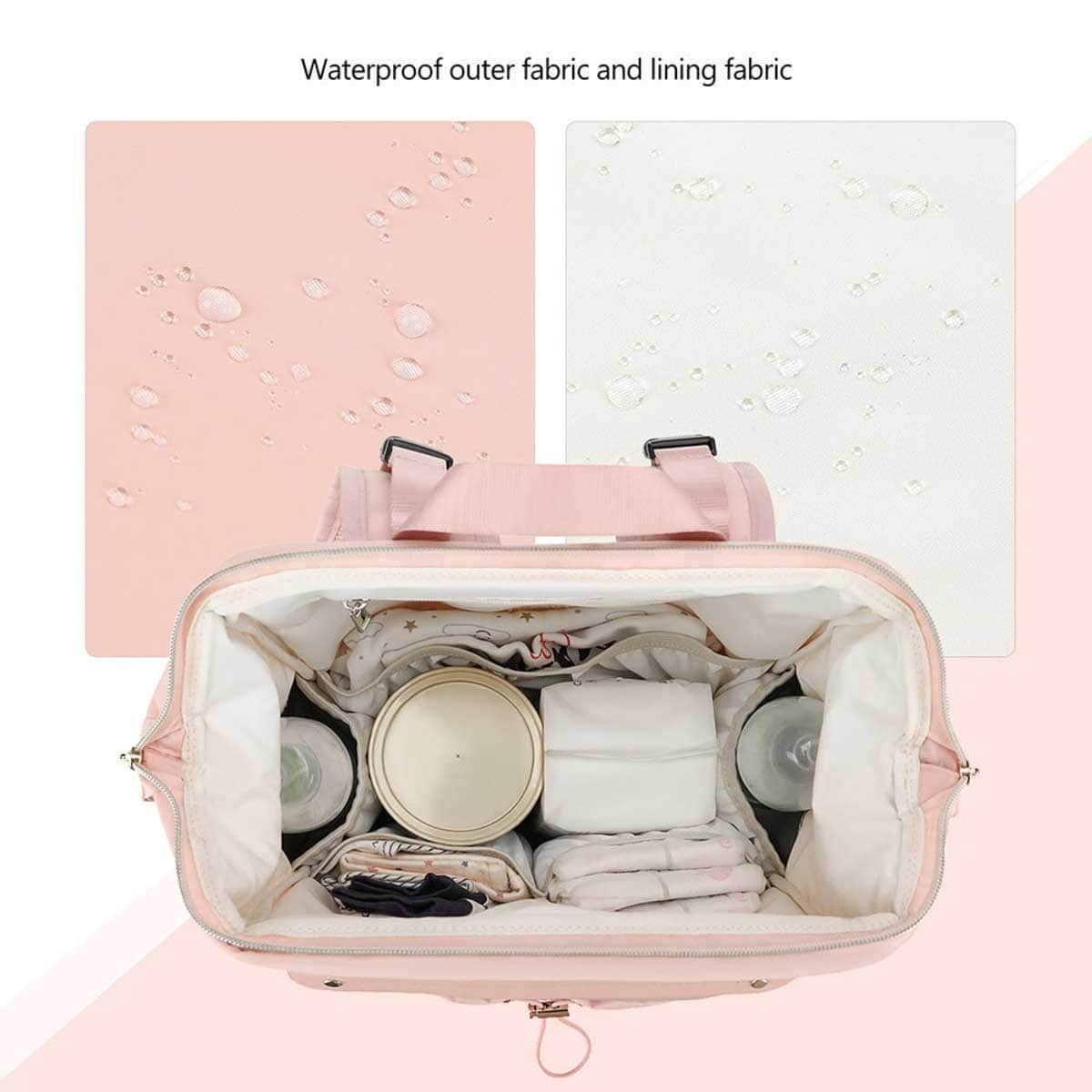 Little Story Pink Diaper Backpack with Changing Pad & Laptop Sleeve