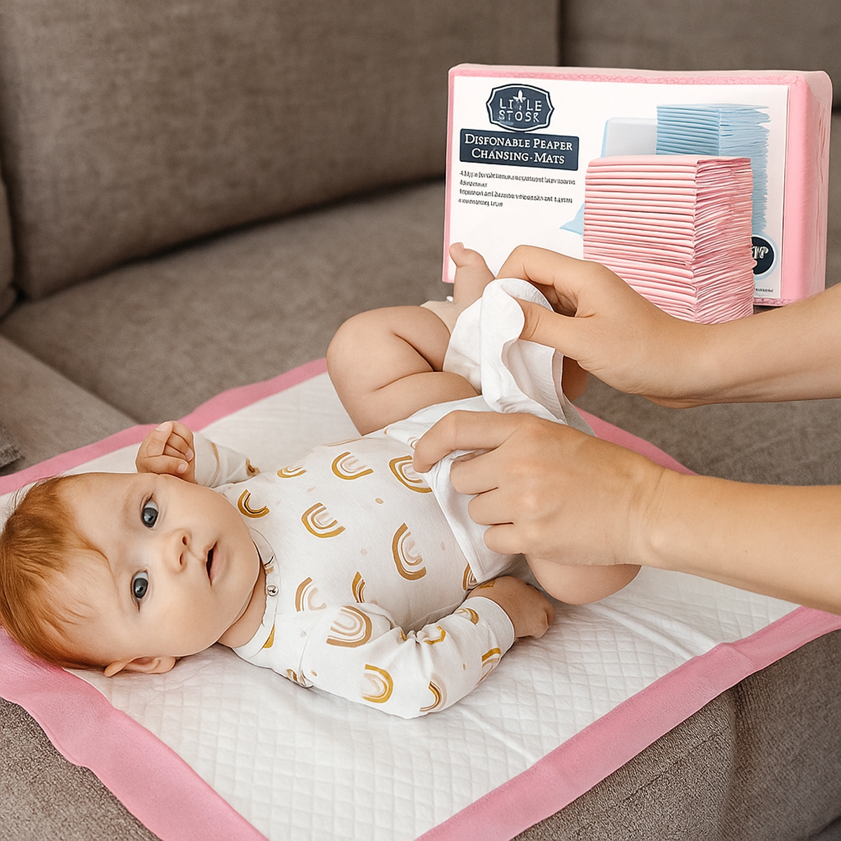 Little Story Pink Disposable Changing Mats Toddler, 0-2 Years, Pack of 50
