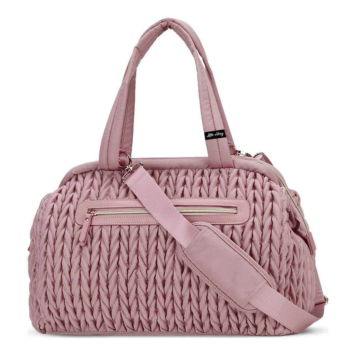 Little Story Pink Elva Diaper Bag with Stroller Straps