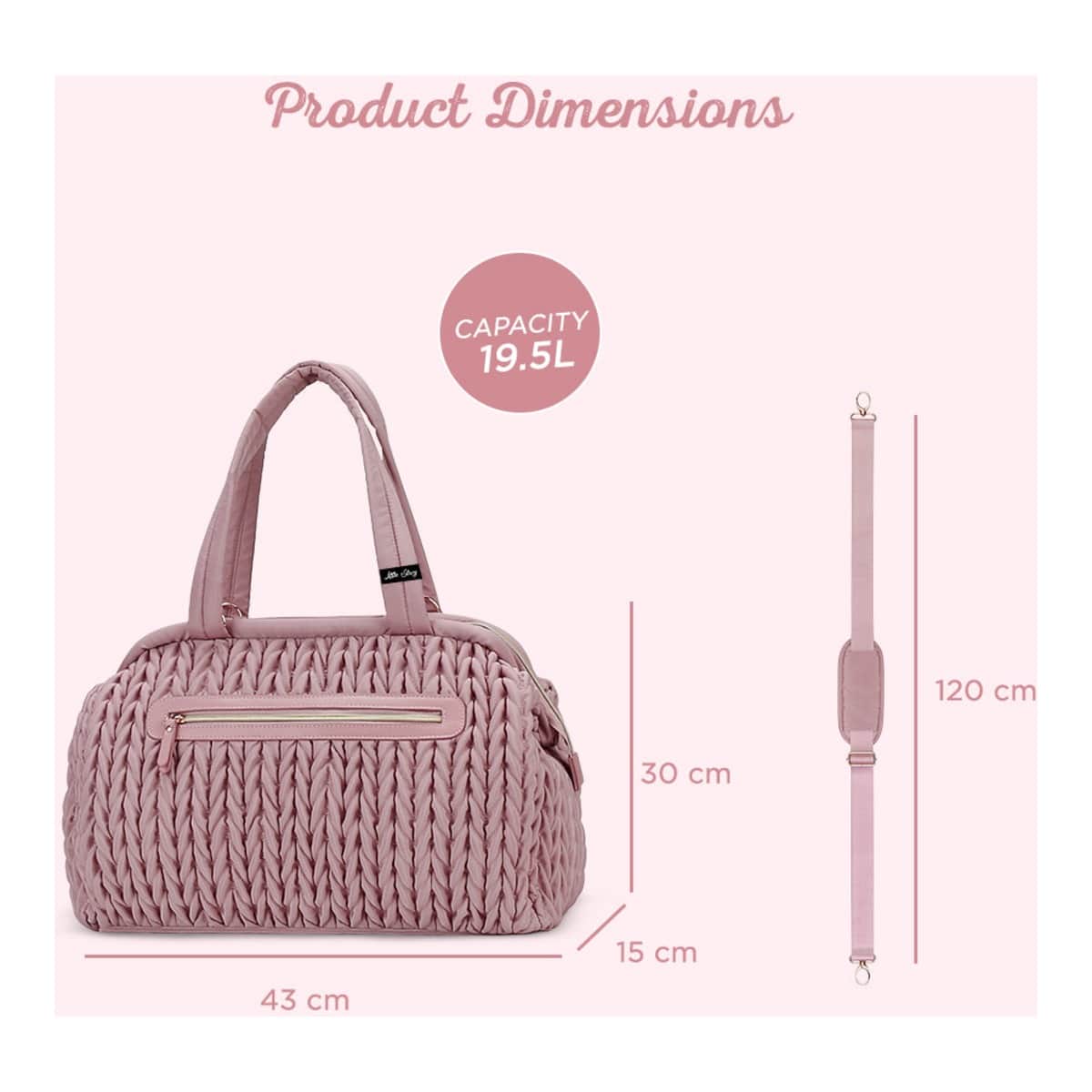 Little Story Pink Elva Diaper Bag with Stroller Straps