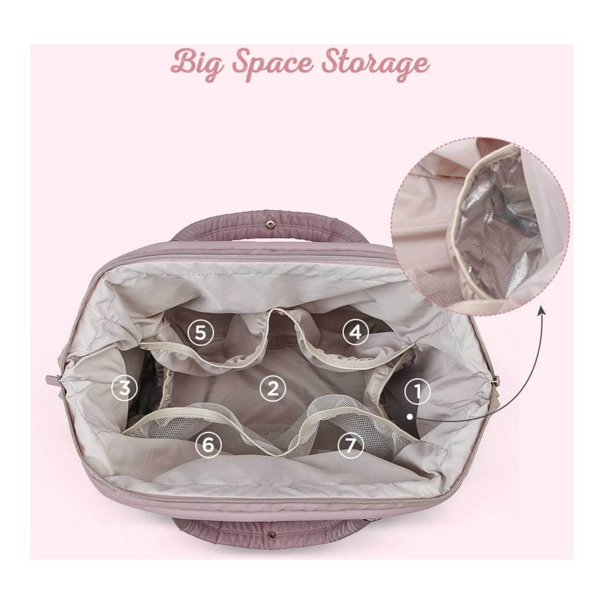 Little Story Pink Elva Diaper Bag with Stroller Straps