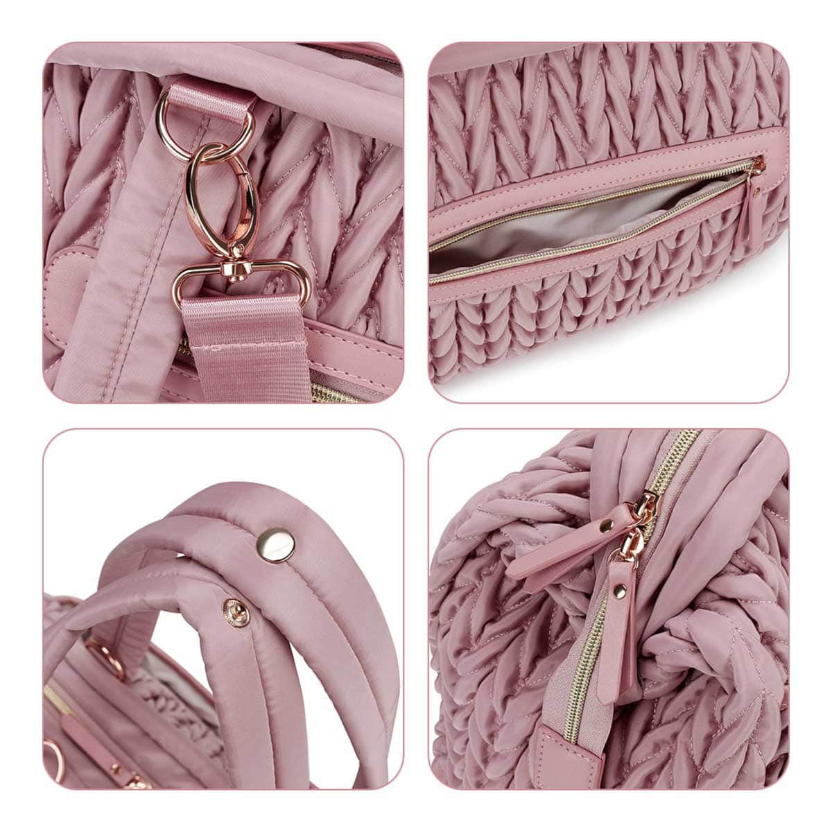 Little Story Pink Elva Diaper Bag with Stroller Straps