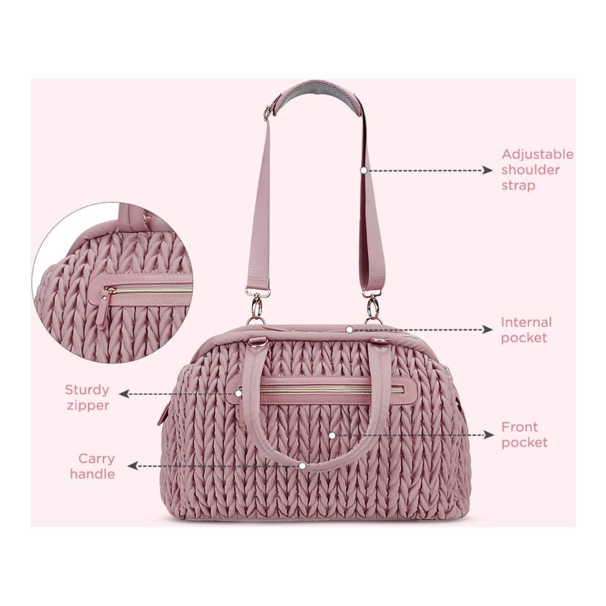 Little Story Pink Elva Diaper Bag with Stroller Straps