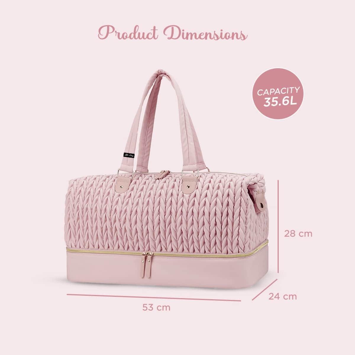 Little Story Pink Luxe Knit Diaper Bag with Clutch