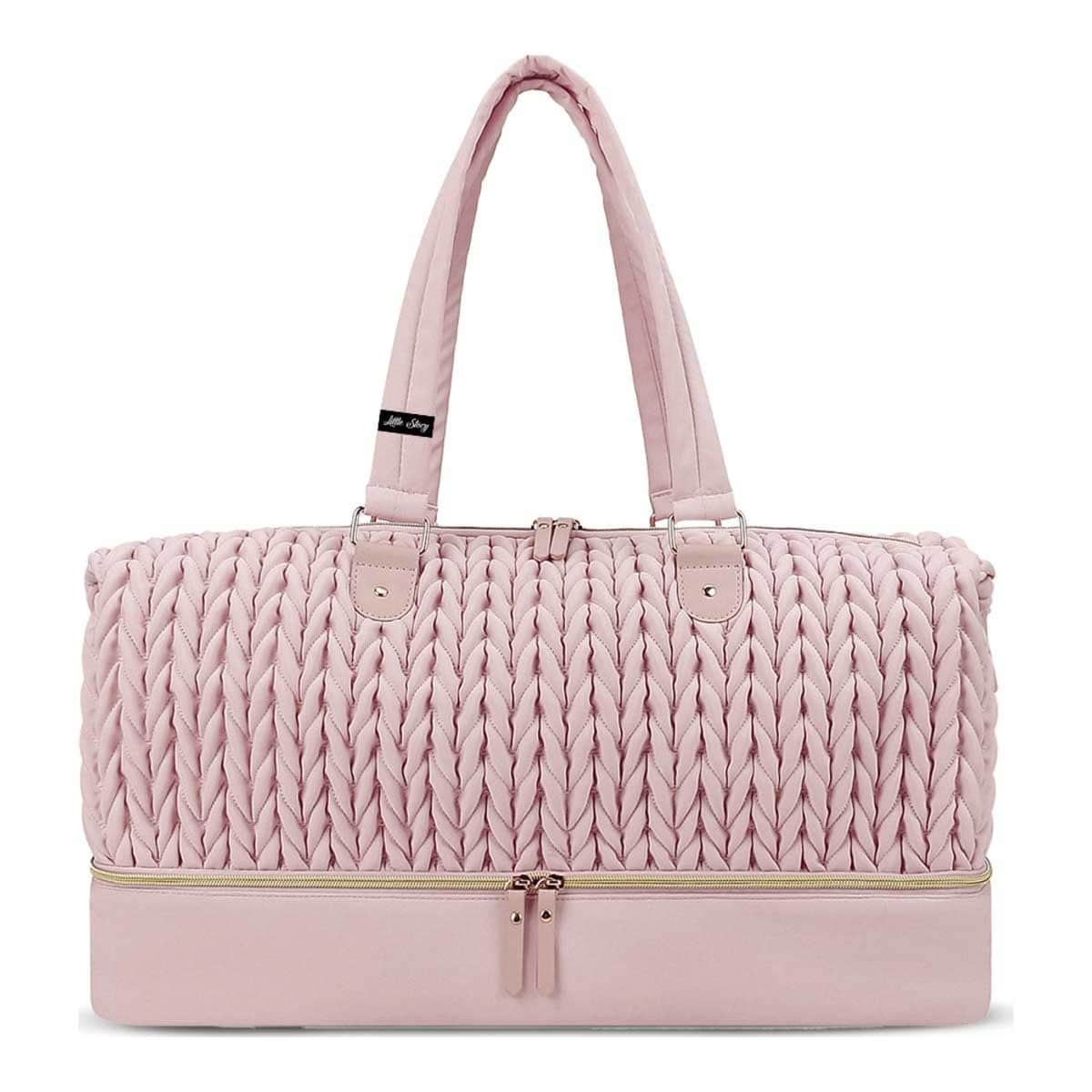 Little Story Pink Luxe Knit Diaper Bag with Clutch