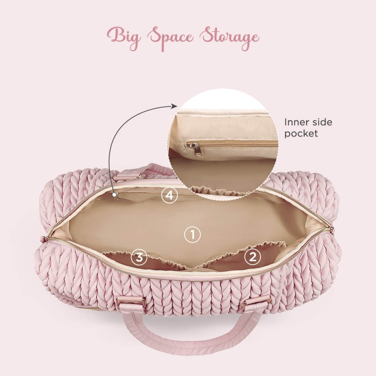 Little Story Pink Luxe Knit Diaper Bag with Clutch