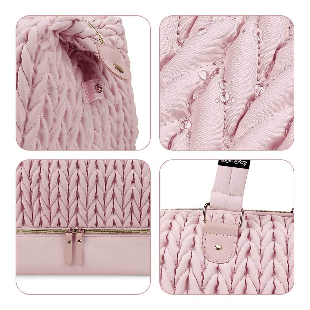 Little Story Pink Luxe Knit Diaper Bag with Clutch