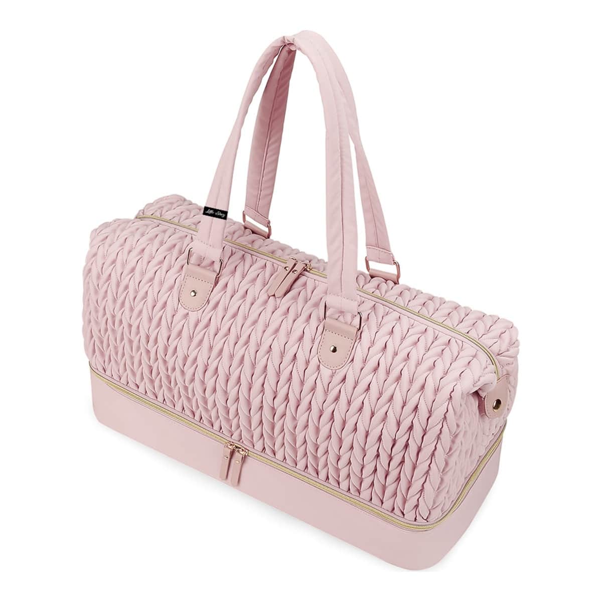 Little Story Pink Luxe Knit Diaper Bag with Clutch