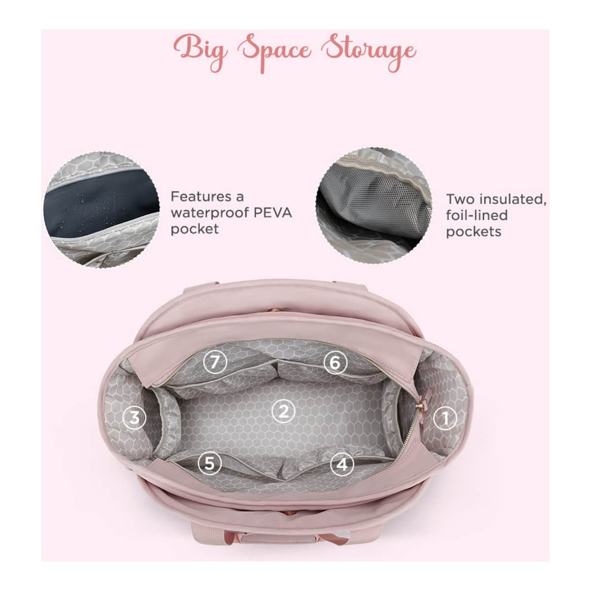 Little Story Pink Nova Tote Bag with Pacifier Pod