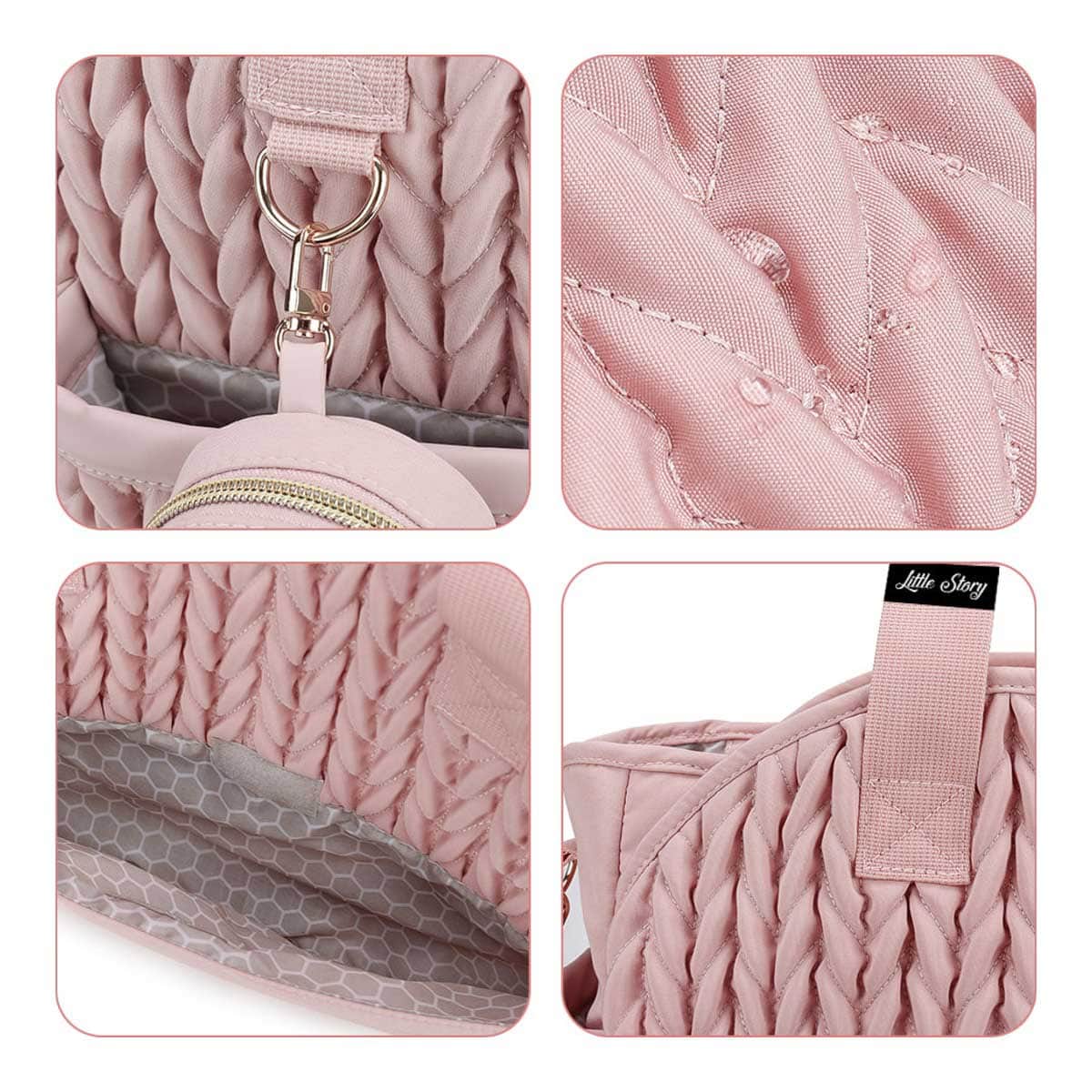 Little Story Pink Nova Tote Bag with Pacifier Pod