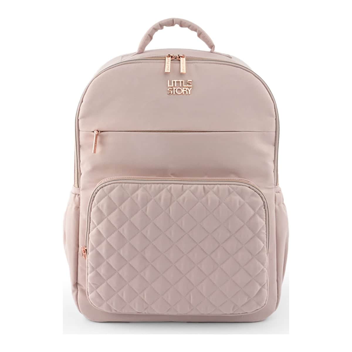 Little Story Pink Quilted Diaper Backpack with Changing Mat