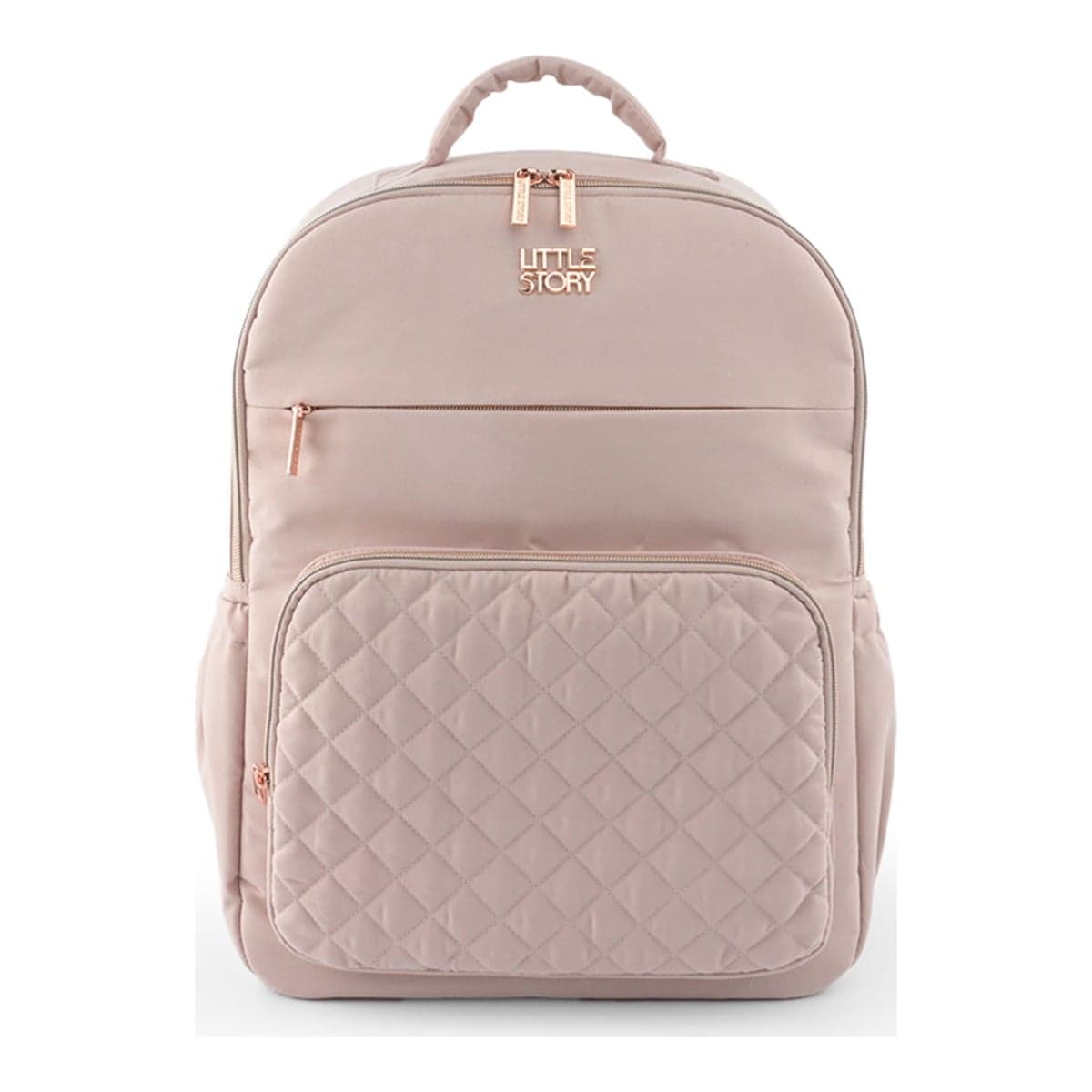 Little Story Pink Quilted Diaper Backpack with Changing Mat