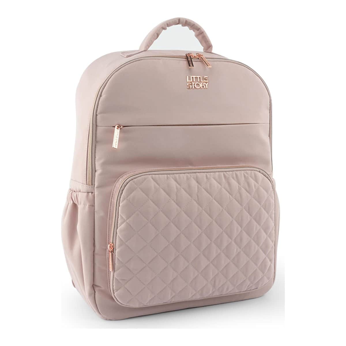 Little Story Pink Quilted Diaper Backpack with Changing Mat