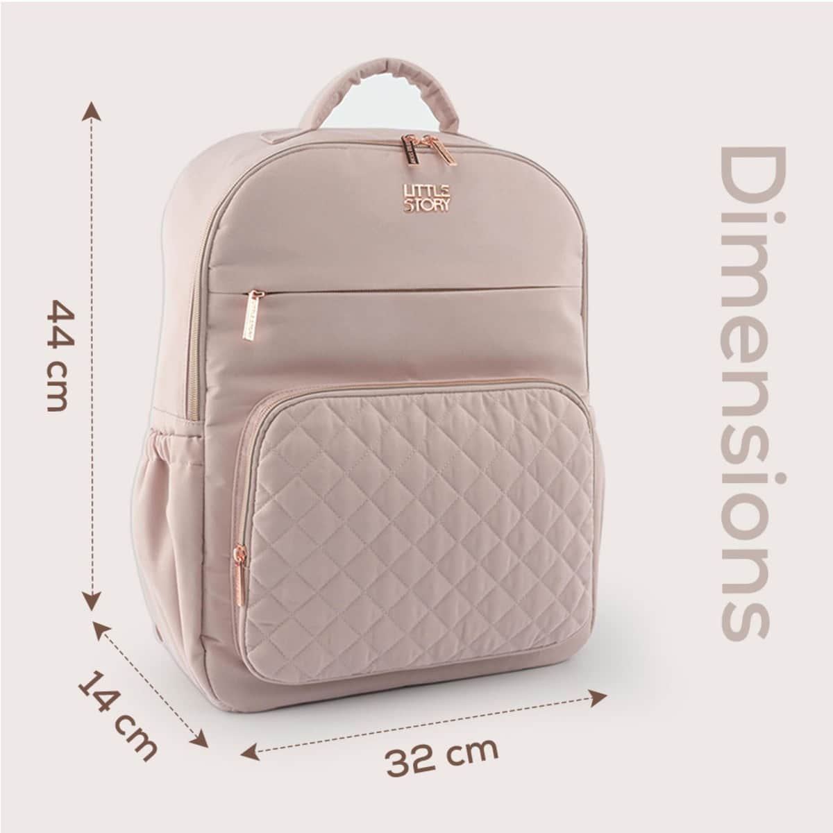 Little Story Pink Quilted Diaper Backpack with Changing Mat