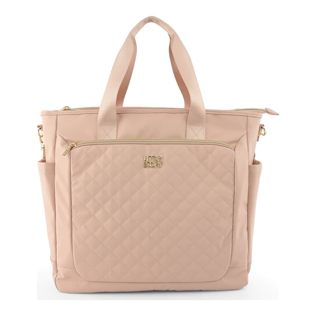 Little Story Pink Quilted Mommy Diaper Bag with Changing Mat