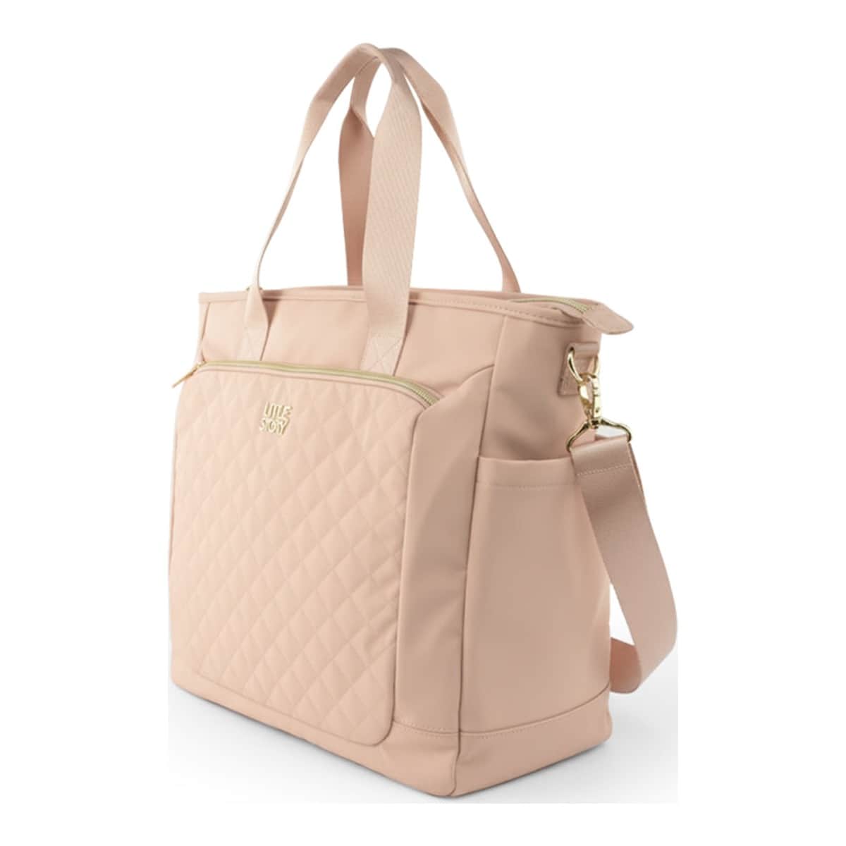 Little Story Pink Quilted Mommy Diaper Bag with Changing Mat