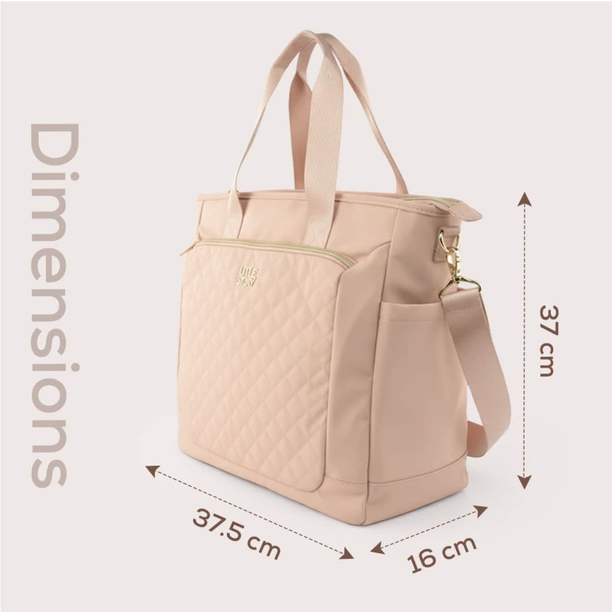 Little Story Pink Quilted Mommy Diaper Bag with Changing Mat
