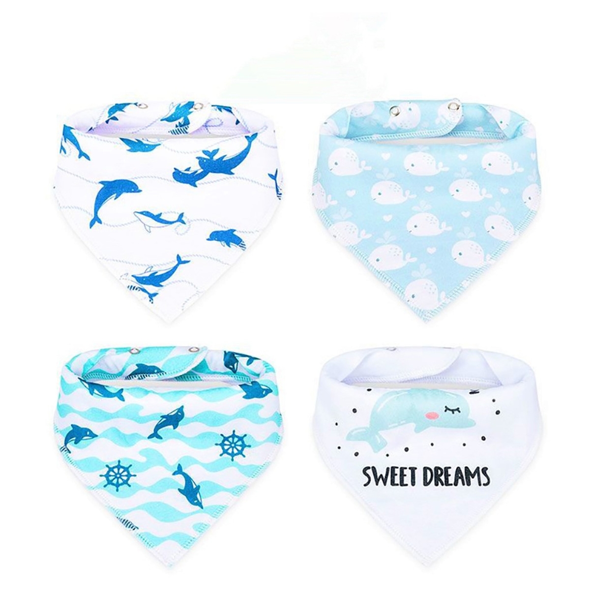 ليتل ستوري مريلات مثلثية بطبعة قراصنة للرضع، 0-2 سنة، مجموعة من 4