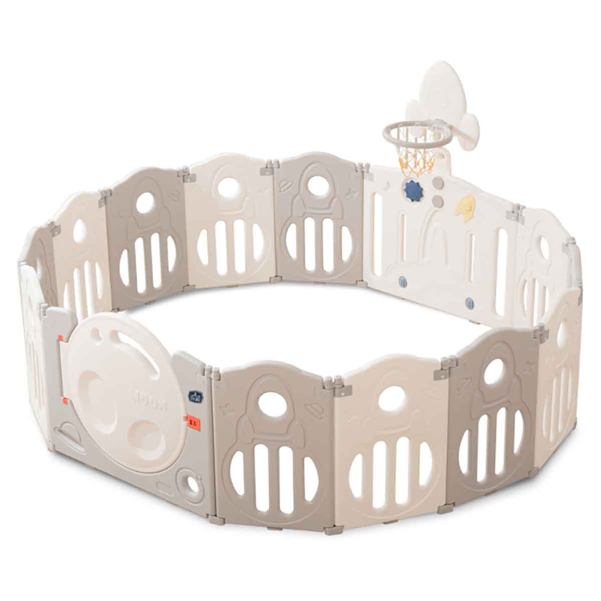 Little Story Space Grey Playpen with Basketball Hoop