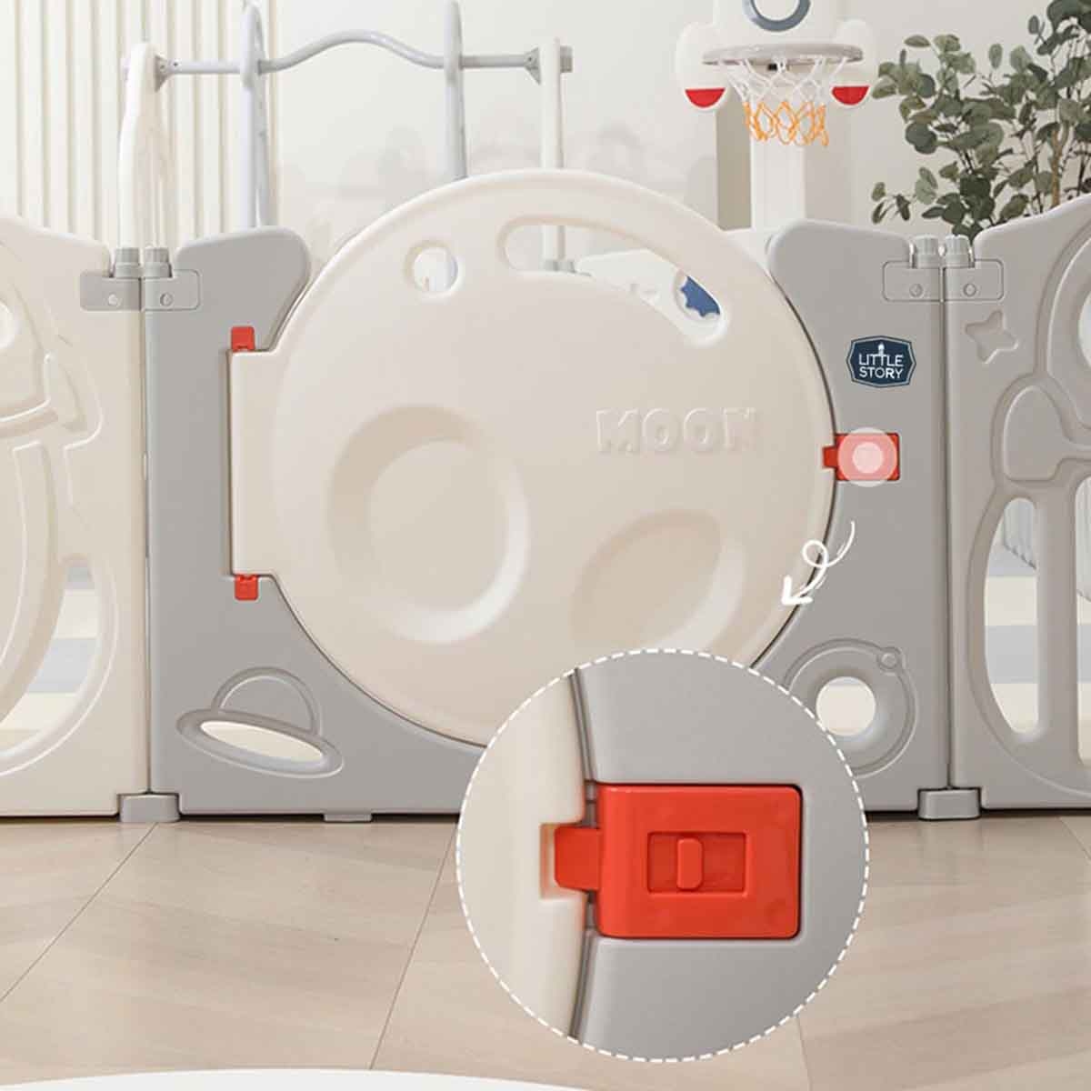 Little Story Space Grey Playpen with Basketball Hoop