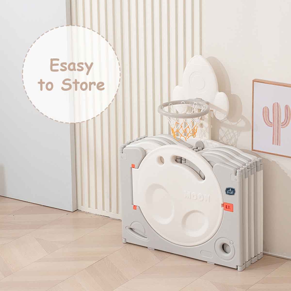 Little Story Space Grey Playpen with Basketball Hoop