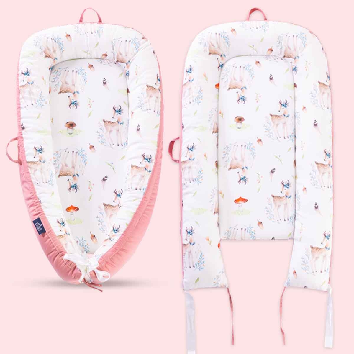 Little Story Reindeer Soft Breathable Fiberfill Newborn Lounger Bed Toddler, 0-2 Years