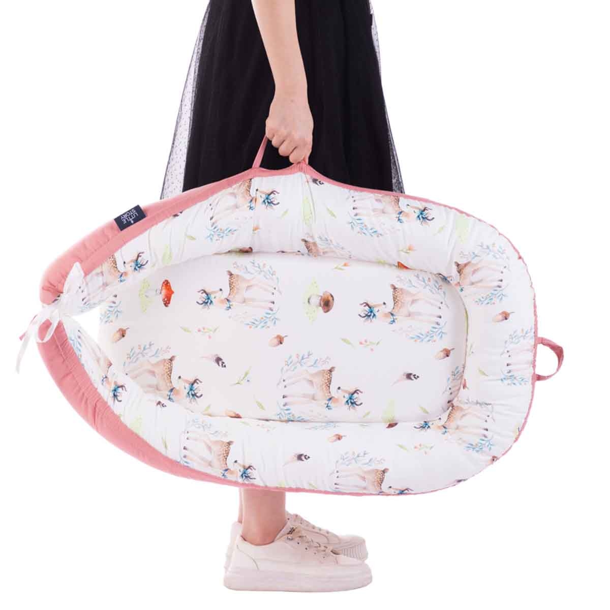 Little Story Reindeer Soft Breathable Fiberfill Newborn Lounger Bed Toddler, 0-2 Years