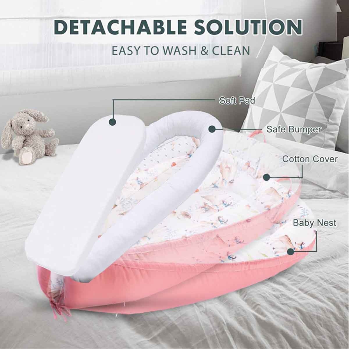 Little Story Reindeer Soft Breathable Fiberfill Newborn Lounger Bed Toddler, 0-2 Years