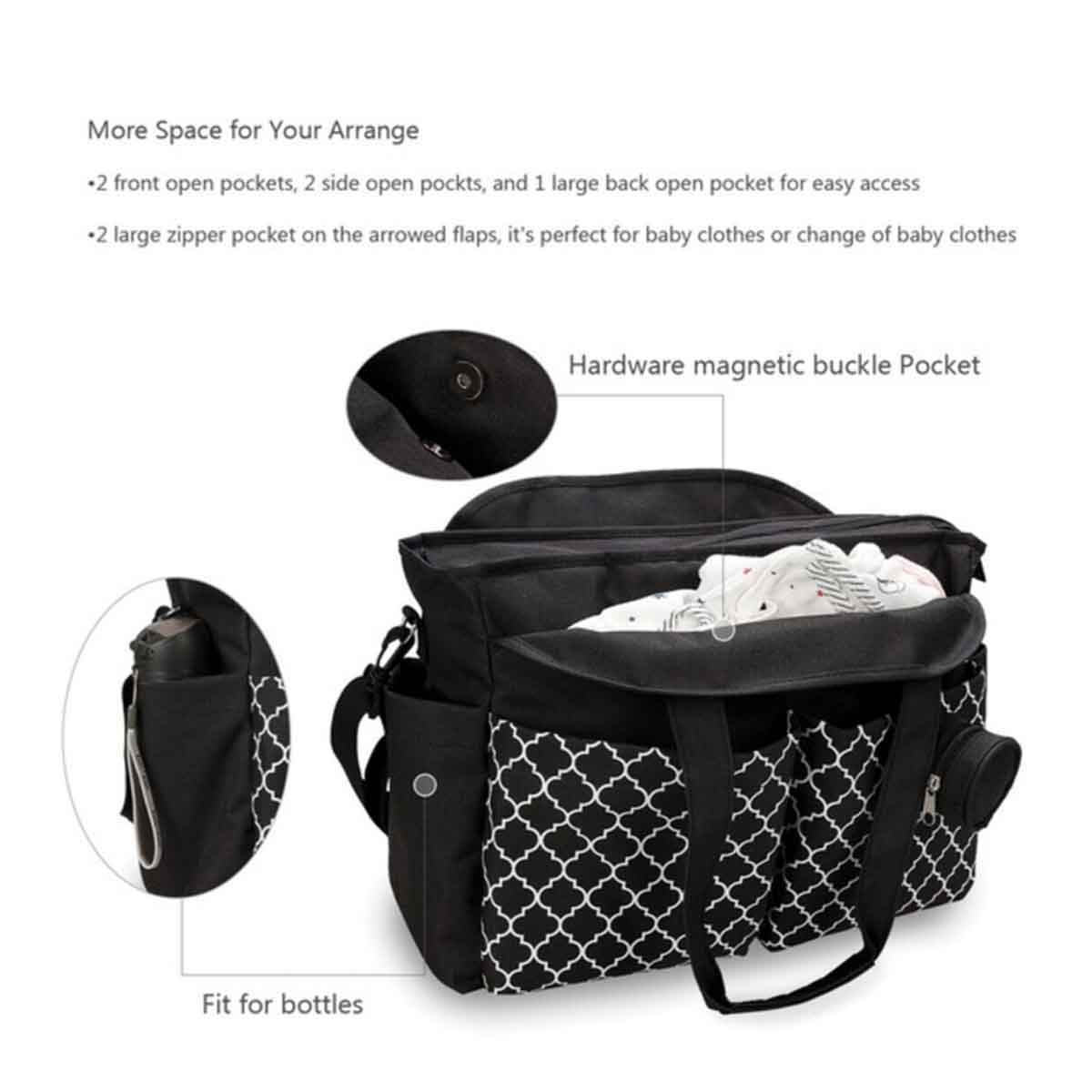 Little Story Black Signature Diaper Bag