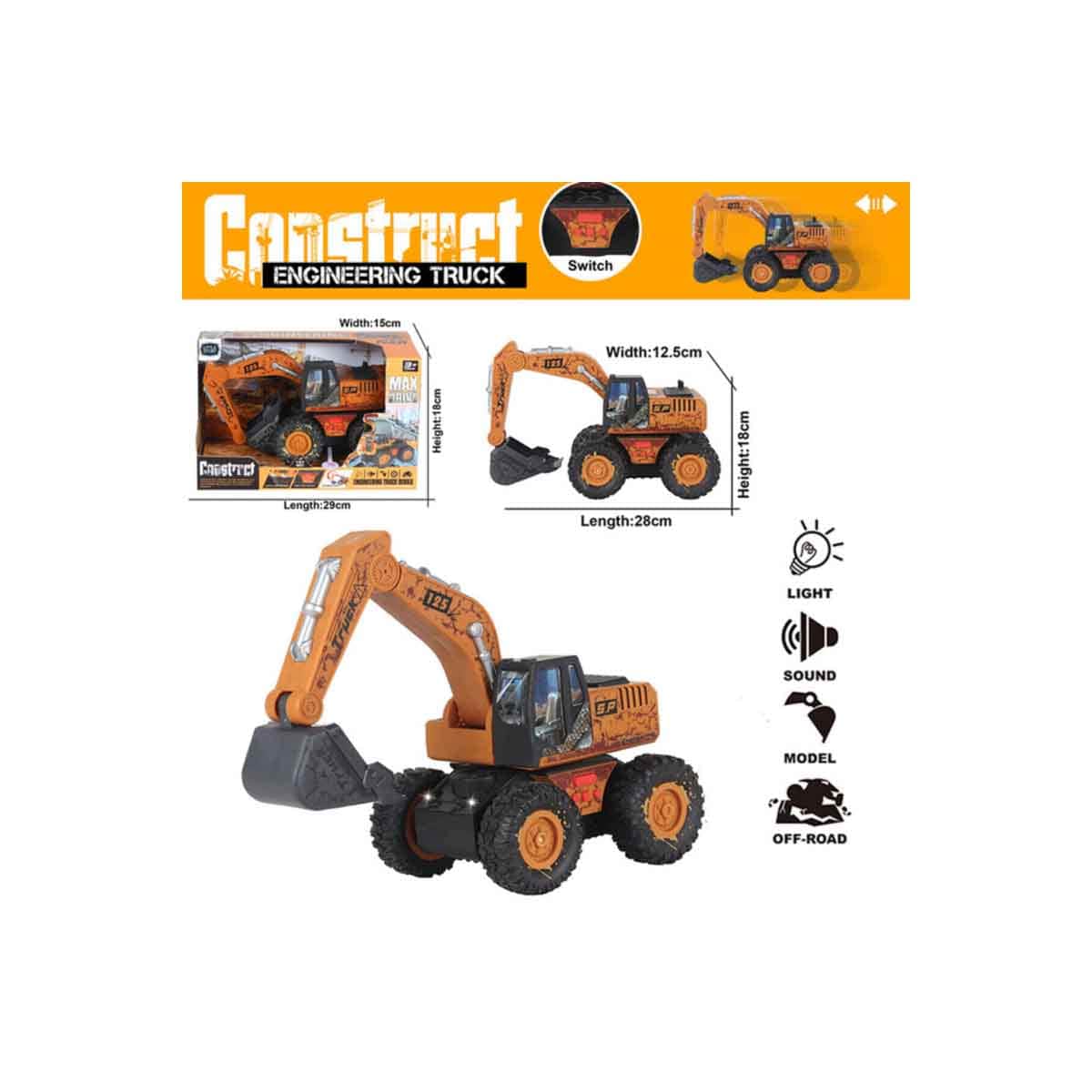 Little Story Simulation Inertial Engineering Excavator Toy Vehicle with Light & Sound Unisex, 3-4 Years