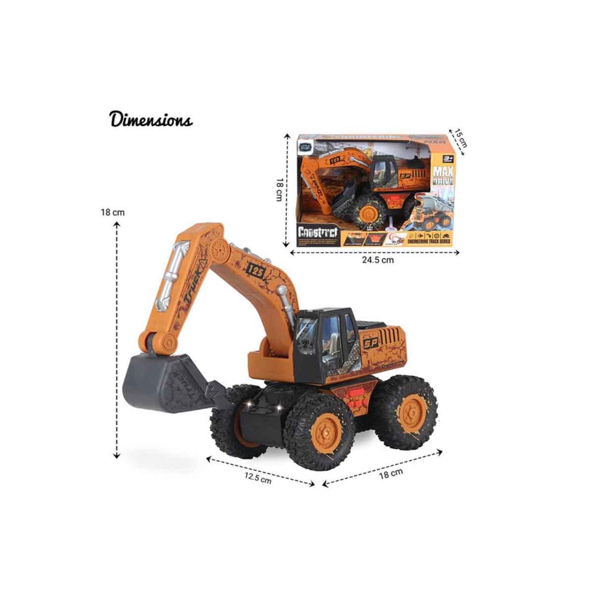 Little Story Simulation Inertial Engineering Excavator Toy Vehicle with Light & Sound Unisex, 3-4 Years