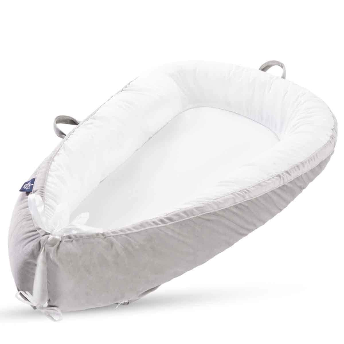 Little Story Solid Grey Soft Breathable Fiberfill Newborn Lounger Bed Toddler, 0-2 Years