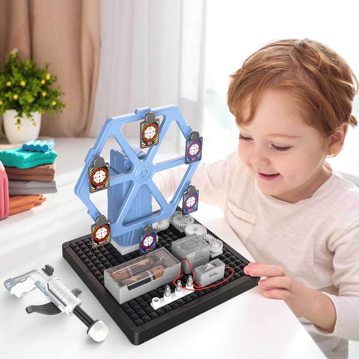 Little Story STEM DIY Electrical Rotating Bow & Arrow Shooting Range Unisex, 8-10 Years