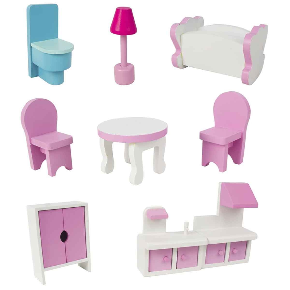 Little Story Triple Floor Castle Villa Wooden Dollhouse with Furniture & Accessories Girls, 3-4 Years