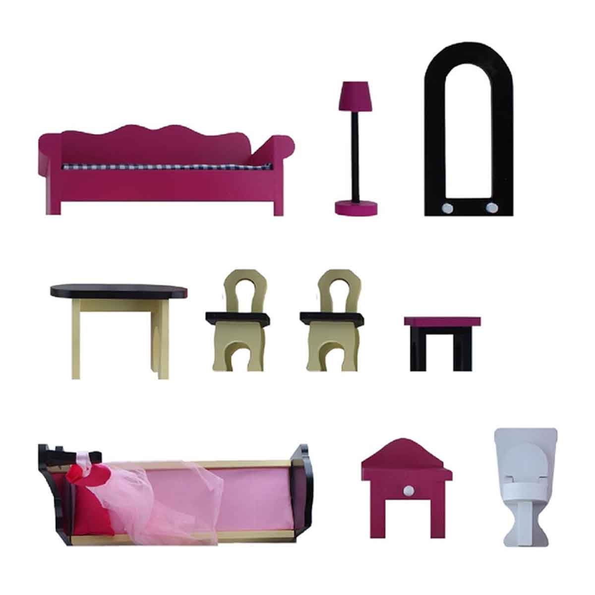 Little Story Triple Floor Extra Large Wooden Dollhouse with Escalator Furniture & Accessories Girls, 3-4 Years