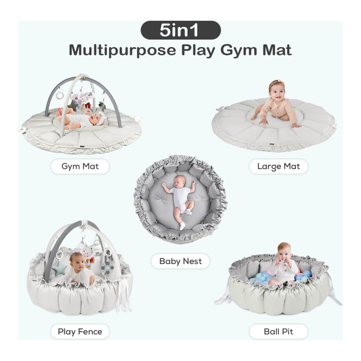 Little Story White 5-in-1 Baby Play Mat