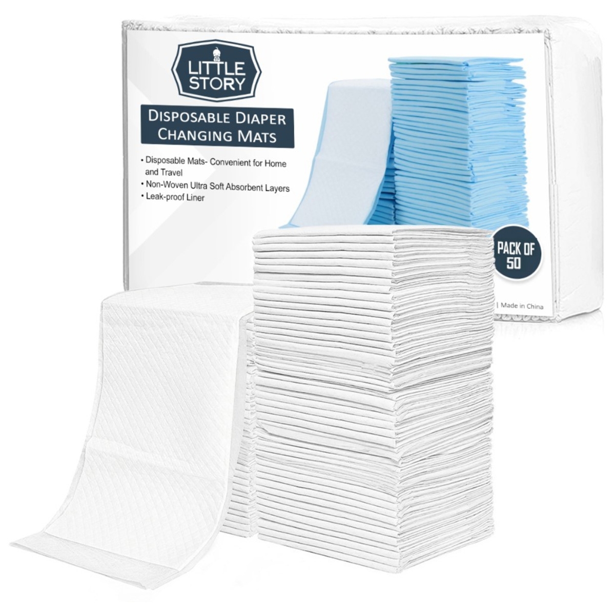 Little Story White Disposable Changing Mats Toddler, 0-2 Years, Pack of 50