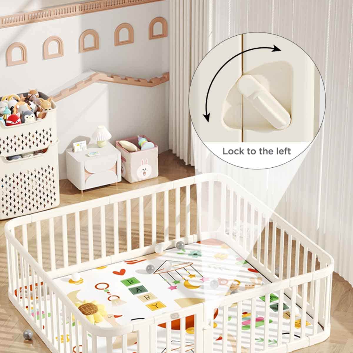 Little Story White Large Playpen Toddler, 0-2 Years