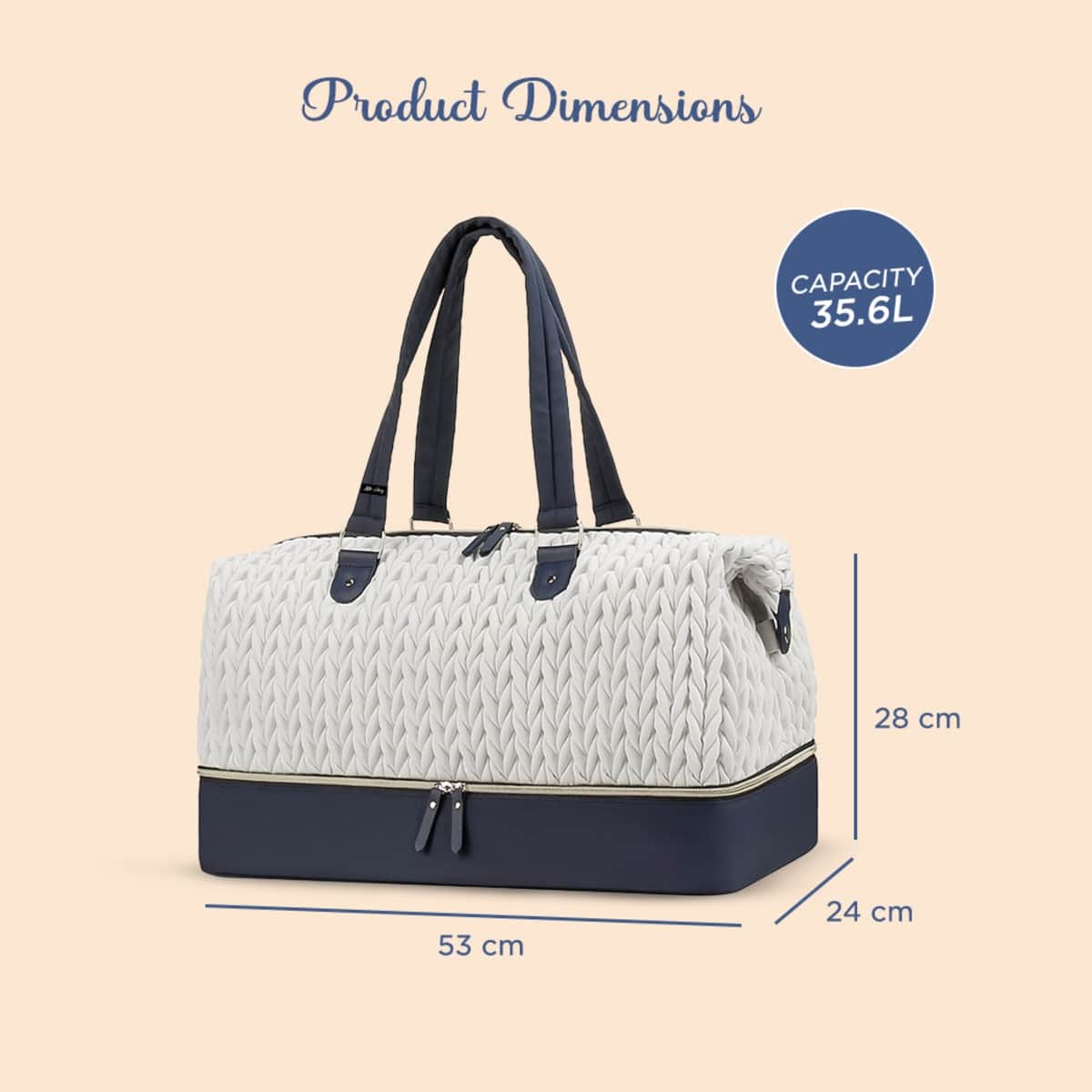 Little Story White Luxe Knit Diaper Bag with Clutch