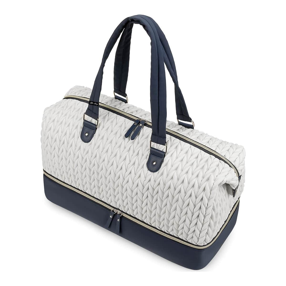 Little Story White Luxe Knit Diaper Bag with Clutch